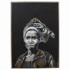 Monochrome acrylic painting titled 'Carrier of Hope' featuring an African woman with a mischievous pursing smile. Tones of ochres, whites, and greys create a visually striking portrayal. Broad strokes add depth, and a cloth wrapped around her head symbolizes cultural richness. A captivating depiction of resilience and optimism.